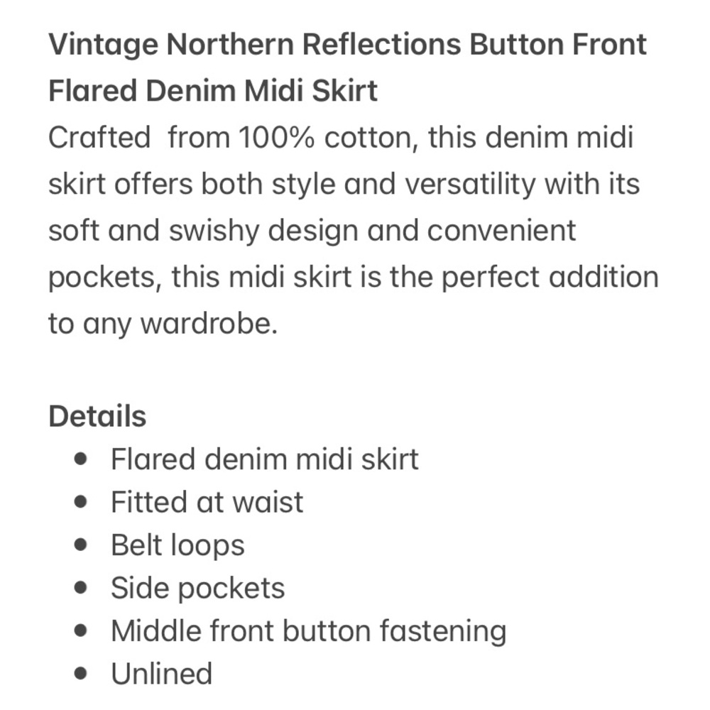 Vintage Northern Reflections Button Front Flared Denim Midi Skirt | Size 9/10 - Picture 9 of 10